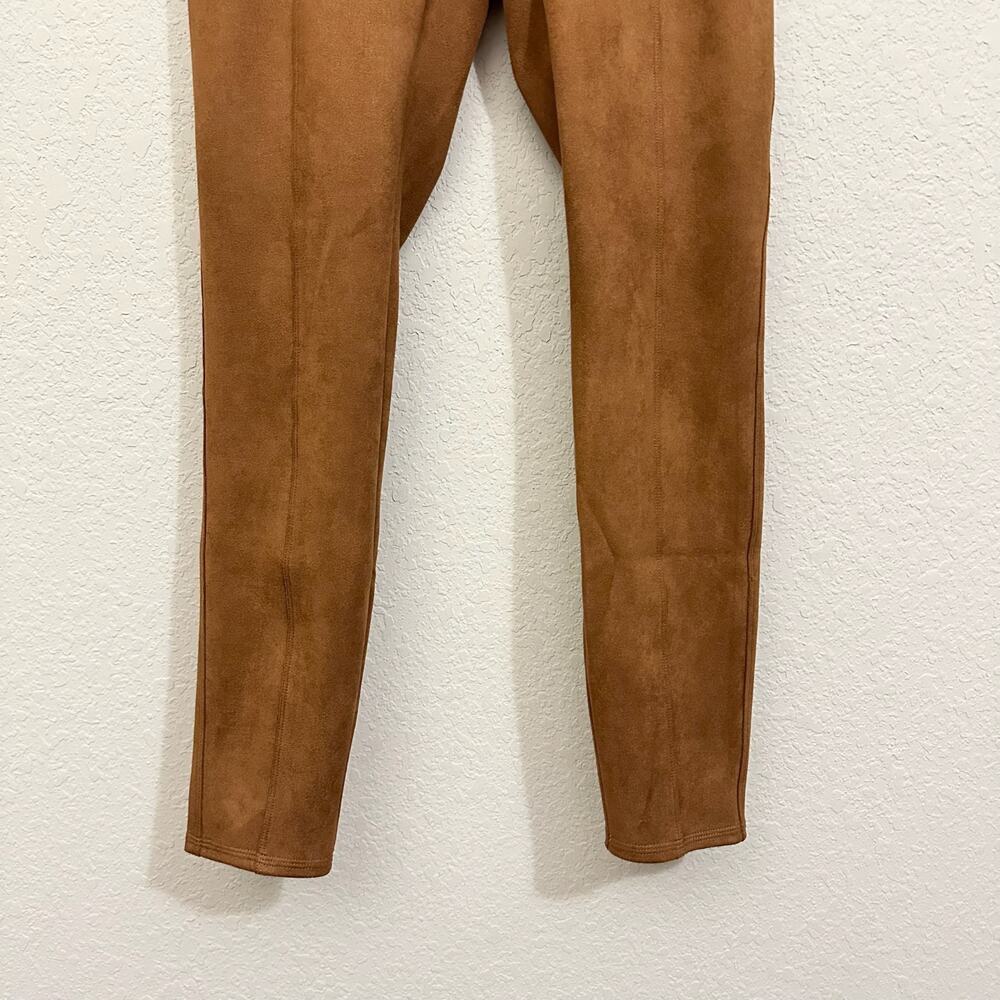 SPANX Leggings Cognac Brown Faux Suede High Rise Shapewear Pants - Picture 7 of 16